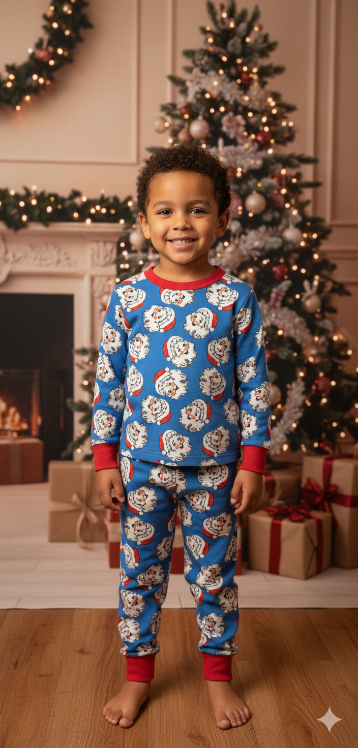 Santa Blue Velour Soft Pyjamas