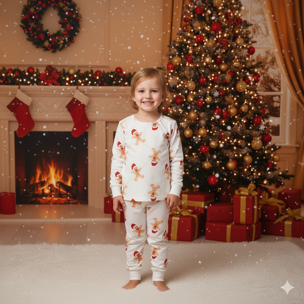 Gingerbread White Velour Soft Pyjamas