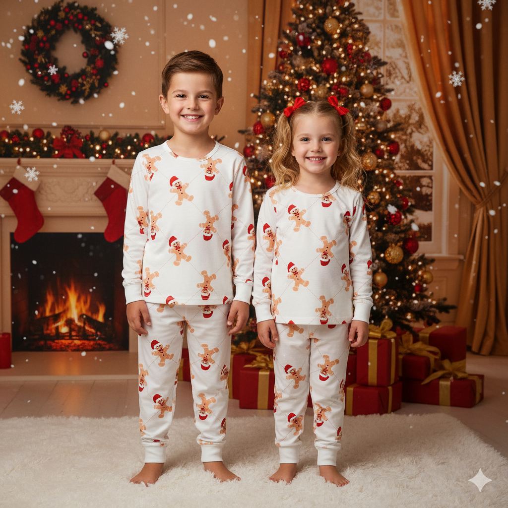 Gingerbread White Velour Soft Pyjamas
