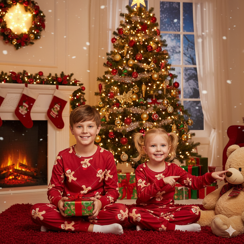 Gingerbread Red Velour Soft Pyjamas