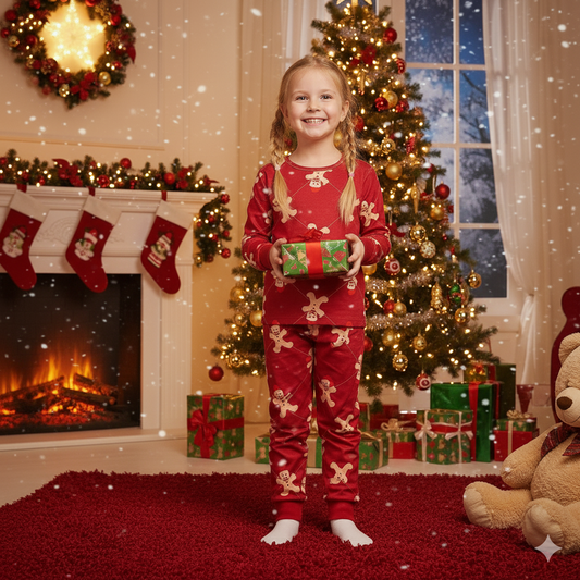 Gingerbread Red Velour Soft Pyjamas