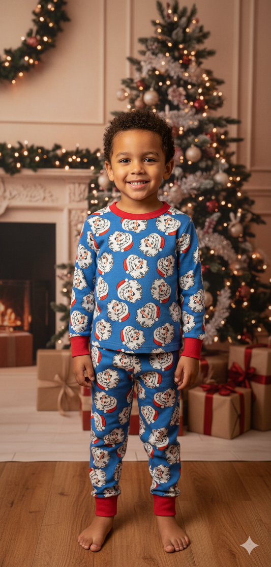 Santa Blue Velour Soft Pyjamas
